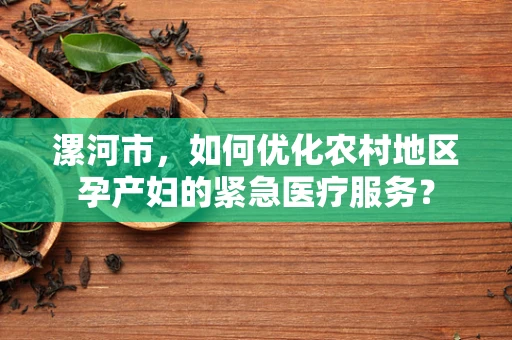 漯河市，如何优化农村地区孕产妇的紧急医疗服务？