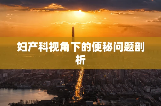 妇产科视角下的便秘问题剖析