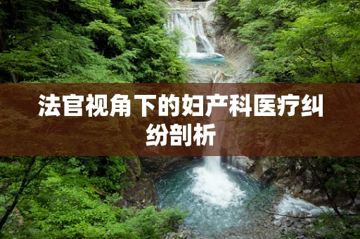法官视角下的妇产科医疗纠纷剖析